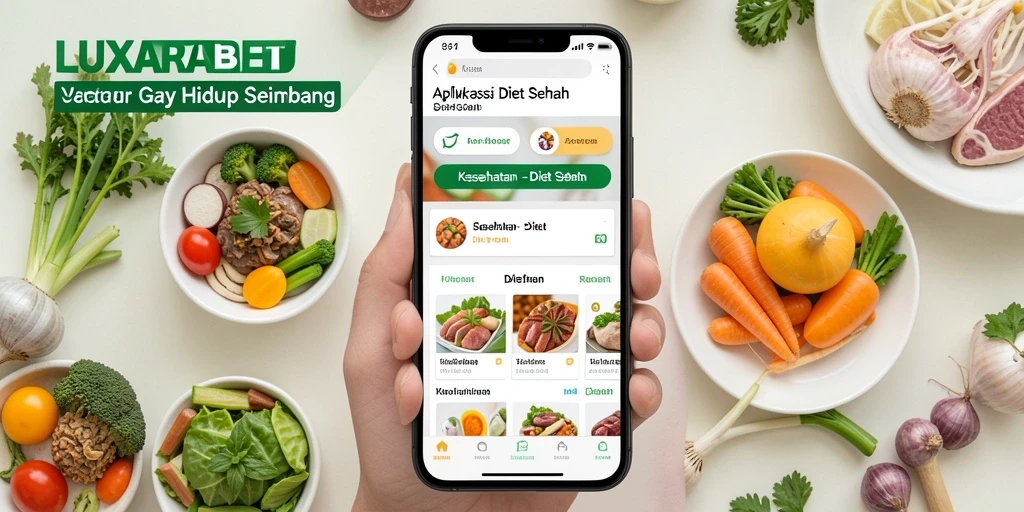 Screenshot utama LUXARABET menampilkan antarmuka aplikasi Diet Sehat yang menarik.