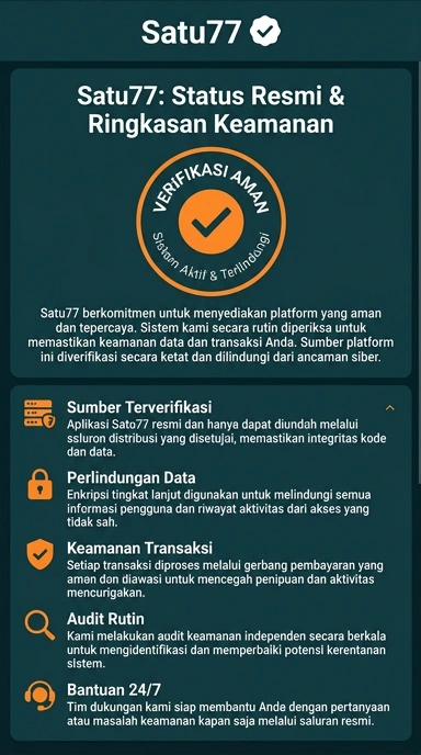 Tampilan kanal resmi satu77