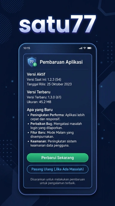 Tampilan riwayat versi satu77